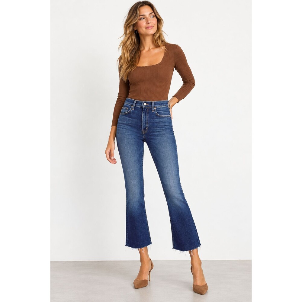 Mother The Tripper Ankle Fray Jeans Change Is In The Air Size 25 High Rise Flare